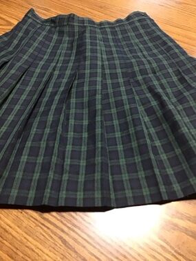 Navy and Green Plaid Pleated Circle Skirt size 12